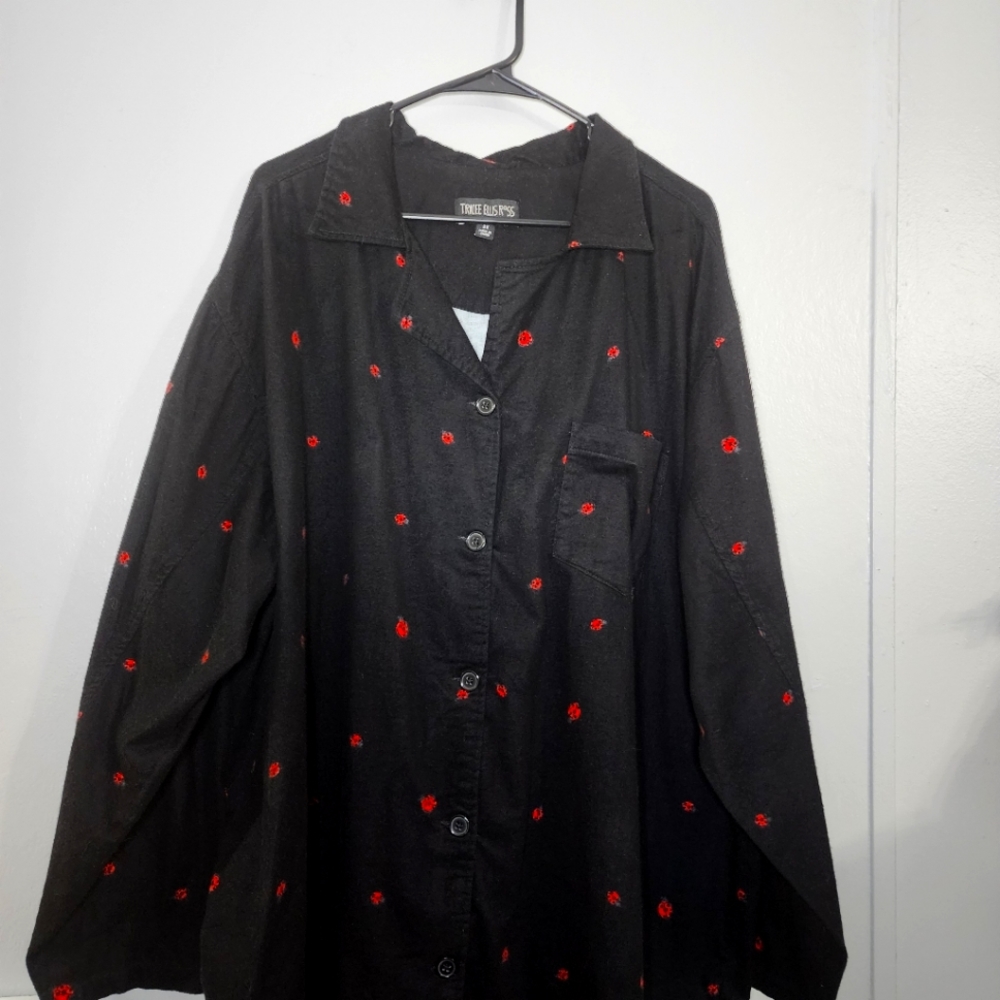 Tracee Ellis Ross Button Up Black with Lady Bugs. Mens 2x Excellent Condition